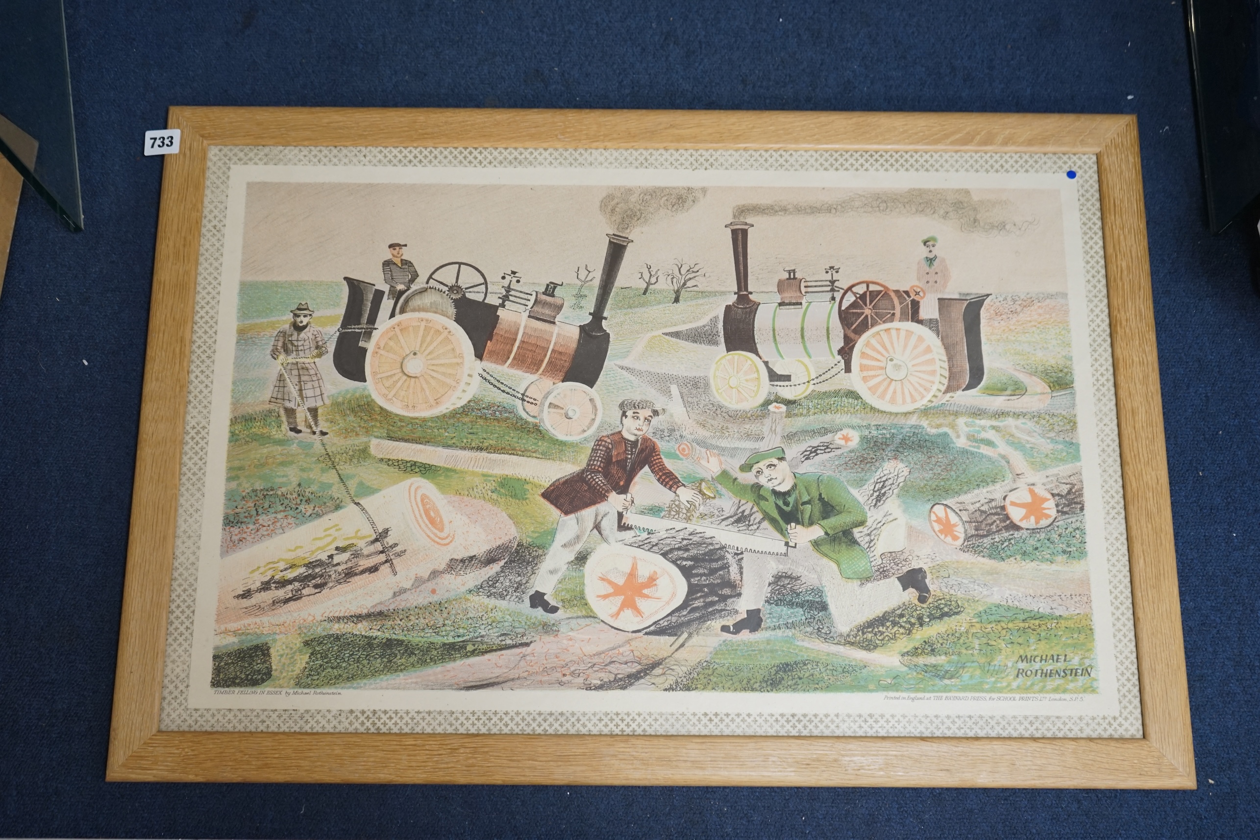 Michael Rothenstein (1908-1993), colour lithograph, ‘Timber Felling in Essex’, printed England, The Barnard Press for School Prints Ltd, London, 48 x 75cm. Condition - fair